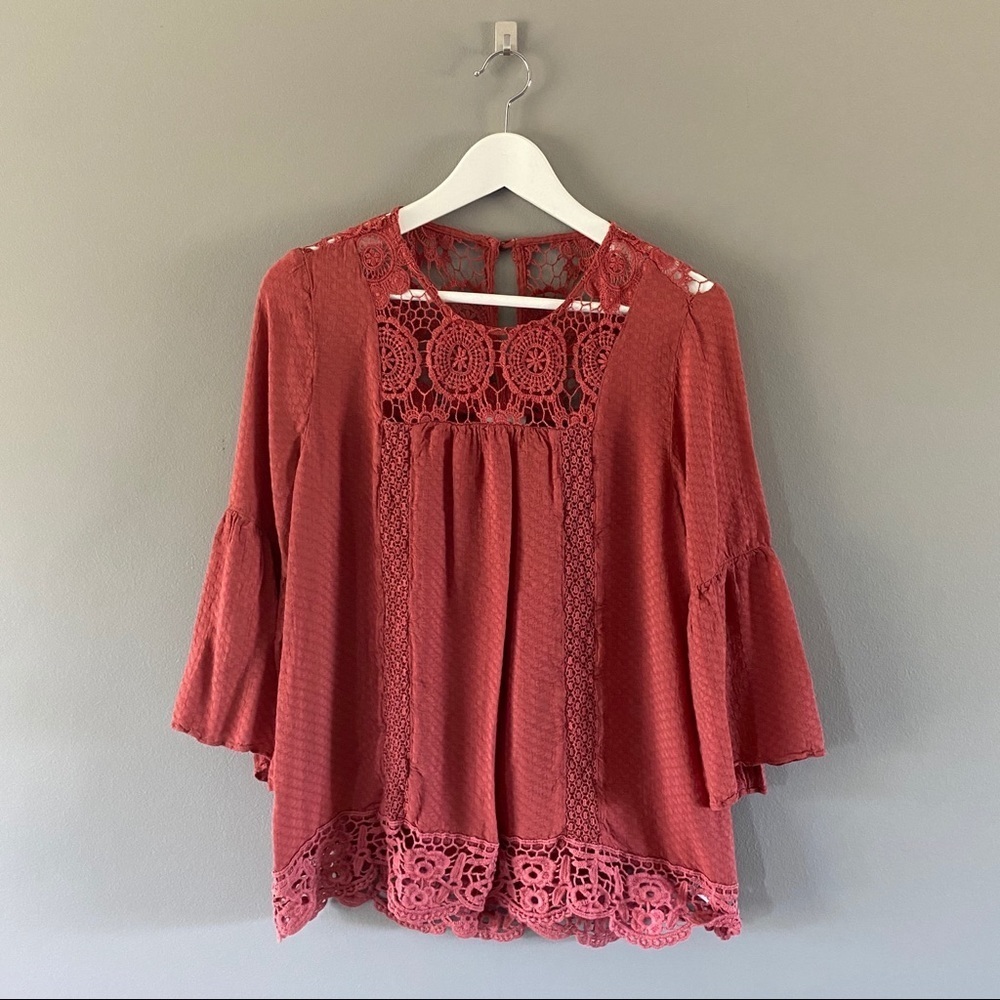 Knox Rose 3/4 Sleeve Blouse Pink Sz Small